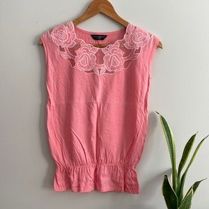 Dorothy Perkins, Pink Lace Flower Top, XS/2